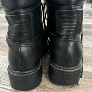 Coach Black Leather Combat Boots, Sz 8